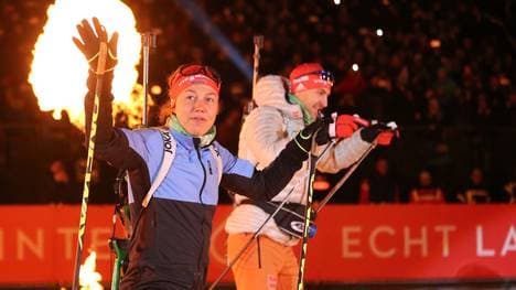 Laura Dahlmeier bei ihrem Abschiedsrennen auf Schalke.