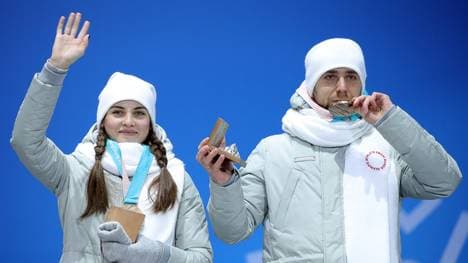 Alexander Kruschelnizki gewann im Mixed-Wettbewerb mit Partnerin Anastassija Brysgalowa Bronze