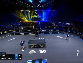 Im Finale des WTT Europe Smash kommt es ausgerechnet beim Matchball für Truls Möregardh zu einem der spektakulärsten Ballwechsel der jüngeren Tischtennis-Geschichte. Quelle: WTT.