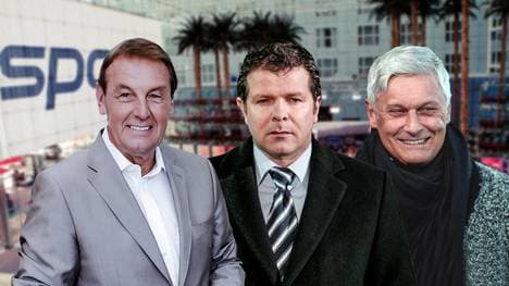 Jörg Wontorra begrüßt Andreas Möller und Armin Veh im Volkswagen Doppelpass