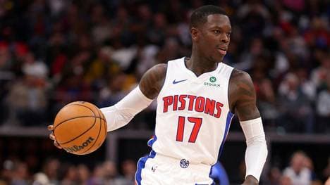Dennis Schroder im Trikot der Detroit Pistons 