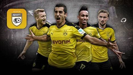 Marco Reus,Henrikh Mkhitaryan, Pierre-Emerick Aubameyang und Marcel Schmelzer (v.l.) glänzen im Bundesliga Manager