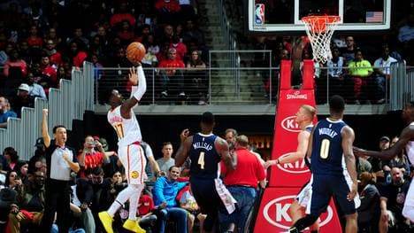 Dennis Schröder feiert nach seiner Fußverletzung sein Comeback beim Spiel der Hawks gegen die Nuggets