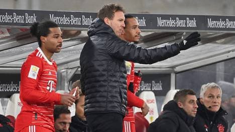 Julian Nagelsmann und seine beiden Bayern-Stars Serge Gnabry und Leory Sané