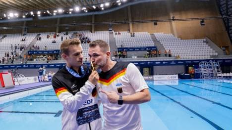 Bohm (r.) mit Doppel-Europameister Wesemann