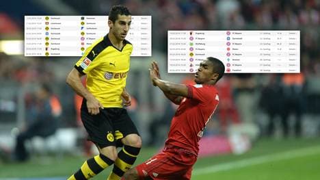 Der BVB mit Henrikh Mkhitaryan (l.) und die Bayern mit Douglas Costa (r.) kämpfen um den Titel