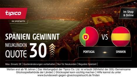 Quote 30,00 auf Spanien! Tipico WM-Boost für Portugal vs. Spanien sichern