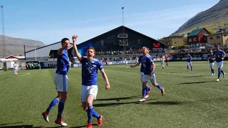 KI Klaksvik (hier beim Jubel im Jahr 2018) schrieb am Donnerstag Geschichte