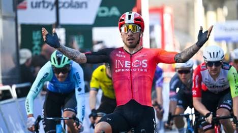 Caleb Ewan bejubelt seinen letzten Sieg