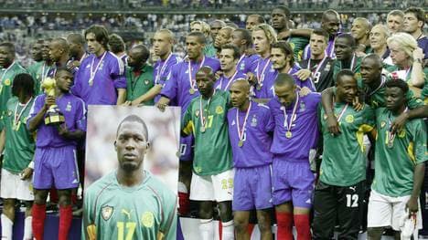 Die Spieler Kameruns gedachten ihrem verstorbenen Kollegen Marc-Vivien Foe