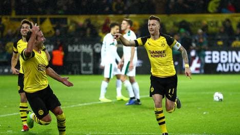 Marco Reus (r.) erzielte gegen Gladbach sein zehntes Bundesliga-Tor der laufenden Saison