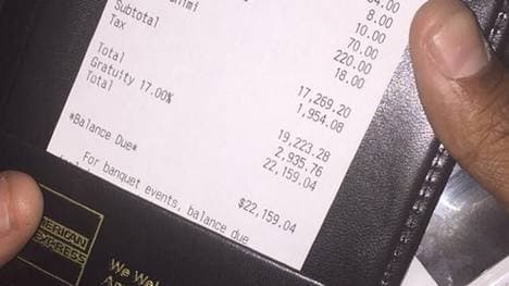 Jeron Johnson postet die exorbitante Restaurant-Rechnung