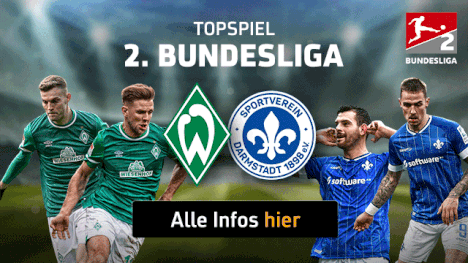 2. Bundesliga: Werder Bremen - SV Darmstadt 98 live auf SPORT1