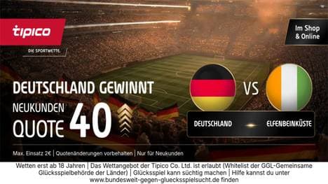 Quote 40,00 auf Deutschland-Sieg! Tipico WM-Boost gegen Elfenbeinküste