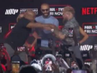 Im Vorfeld des Mega-Fights zwischen Mike Tyson und Jake Paul wurde es beim Face-Off hitzig.