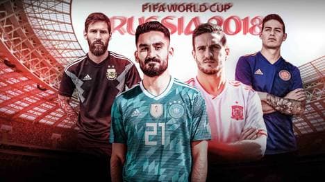 Ilkay Gündogan (2.v.l.) präsentiert das neue deutsche Auswärtstrikot