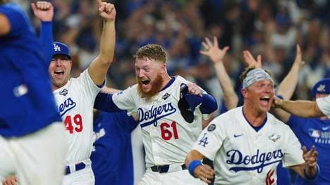 Die Los Angeles Dodgers jubeln nach sieben Stunden