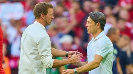 Julian Nagelsmann (l.) und Niko Kovac (r.) beim Aufeinandertreffen in München im vergangenen Sommer 