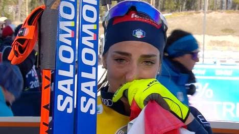 Lisa Vittozzi vergoss nach dem Gewinn der großen Kristallkugel im ZDF-Interview Tränen