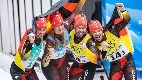 Die deutsche Rodel-Teamstaffel gewann die Goldmedaille seit 2014 in allen Olympischen Spielen 