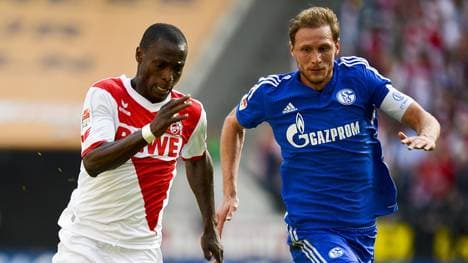 Anthony Ujah (l.) feiert mit dem 1. FC Köln den neunten Saisonsieg