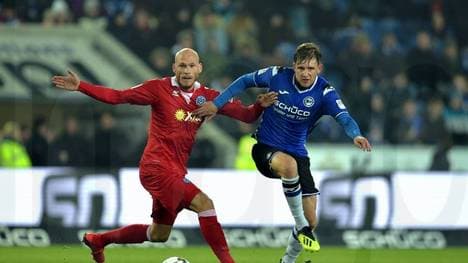 Gerrit Nauber (l.) vom MSV Duisburg wird gegen Bielefeld wieder alles versuchen
