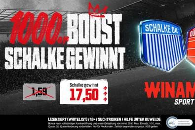 Winamax Quotenboost für FC Schalke 04 vs Fortuna Düsseldorf am 02.05. Schalke-Sieg-Quote auf 17,50!