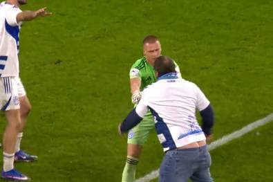 Plötzlich steht ein Fan auf dem Feld