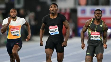 Fred Kerley (M.) vor seiner Sperre