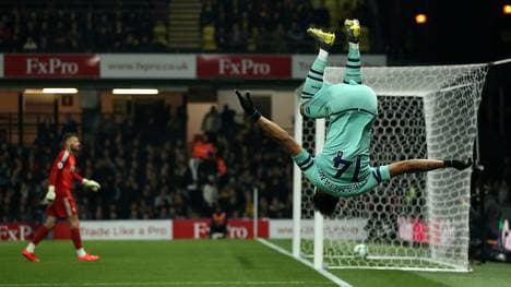 Pierre-Emerick Aubameyang nutzte einen Torwartpatzer zur frühen Führung für den FC Arsenal