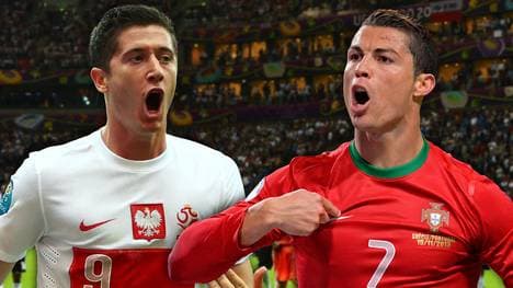 Robert Lewandowski (l.) und Cristiano Ronaldo trafen in der EM-Quali dreimal