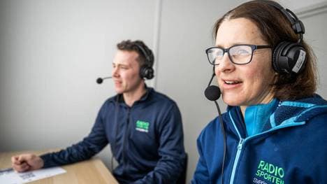 Uschi Disl bei einem Auftritt als Radio-Expertin in ihrer Wahlheimat Schweden