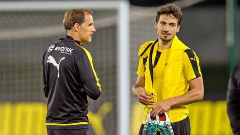 Thomas Tuchel und Mats Hummels vom BVB im Gespräch