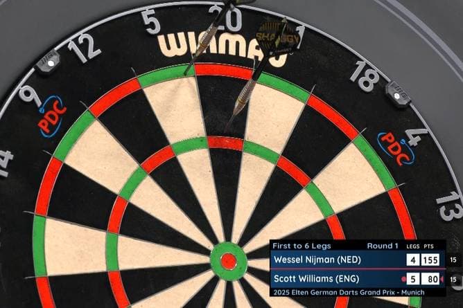 Was macht er denn da!? Darts-Star mit skurrilem Finish-Weg