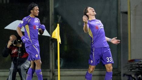 Mario Gomez bejubelt Tor gegen AS Rom