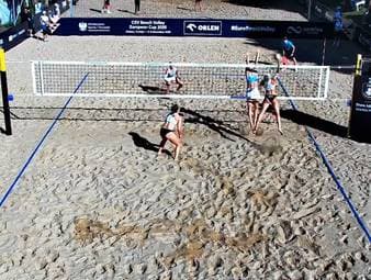 Deutscher Traumstart bei der Beachvolleyball Europameisterschaft im polnischen Stare Jablonki. Sandra Ittlinger und Anna-Lena Grüne sicherten sich gegen Dorina und Ronja Klinger aus Österreich den Sieg.