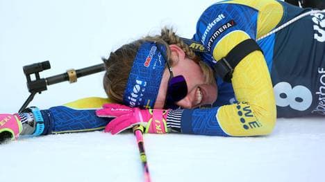 Elvira Öberg war nach dem Sprint entkräftet