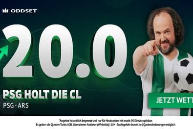 20,00er Quote auf PSG-Titel! ODDSET mit dem Mega-Boost zum Champions League Finale!