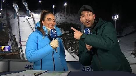 Lea Wagner und Sven Hannawald nach dem Gold-Triumph