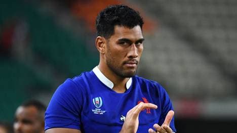 France's lock Sebastien Vahaamahina reacts after losing the Japan 2019 Rugby World Cup quarter-final match between Wales and France at the Oita Stadium in Oita on October 20, 2019. (Photo by GABRIEL BOUYS / AFP) (Photo by GABRIEL BOUYS/AFP via Getty Images)