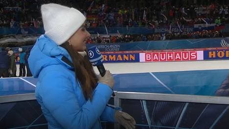 Lea Wagner kam nur zu einer Frage an Vierschanzentournee-Sieger Domen Prevc