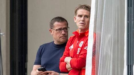 Christoph Freund (r.) und Max Eberl arbeiten beim FC Bayern seit März 2024 zusammen
