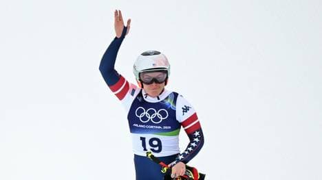 Breezy Johnson nach ihrem Sturz im Super-G 