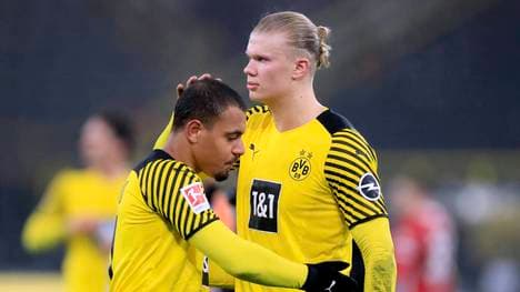 Donyell Malen (l.) mit Erling Haaland (r.)