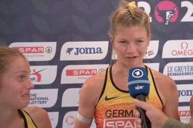 Nach dem Lauf kommt es zum hochemotionalen Interview
