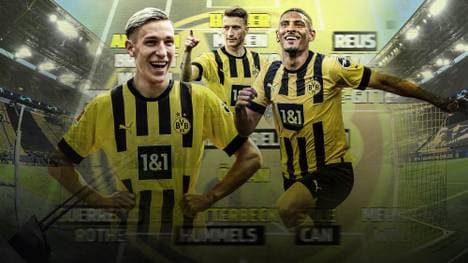 Nico Schlotterbeck (v.l.), Marco Reus und Sebastian Haller sollen drei Säulen sein