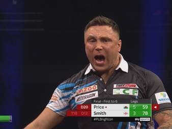 Gerwyn Price gewinnt den elften Spieltag der Premier League of Darts in Brighton gegen Michael Smith mit 6:3. Dabei unterstreicht der Waliser seine starke Form der letzten Wochen.