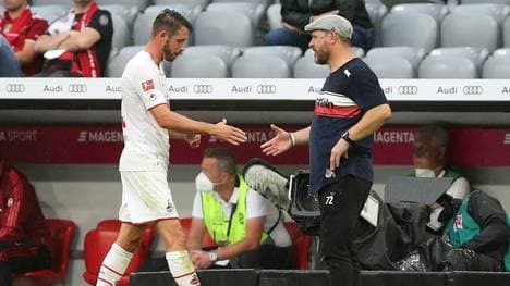 Kölns Mark Uth (l.) und Trainer Steffen Baumgart 