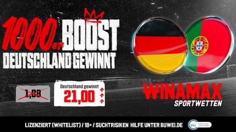 1000er Quotenboost bei Winamax für das Deutschland - Portugal Spiel