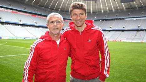 Gerd und Thomas Müller treffen sich in der Allianz Arena 